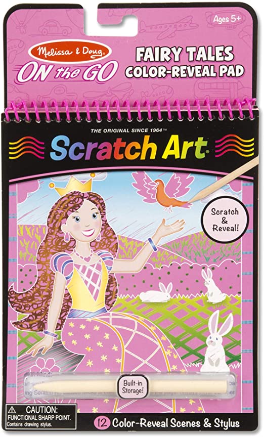 MELISSA AND DOUG - ON THE GO SCRATCH ART - FAIRY TALES COLOUR-REVEAL PAD